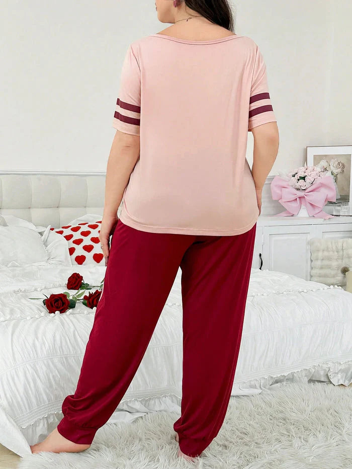 Double Heart Print PJ Set...