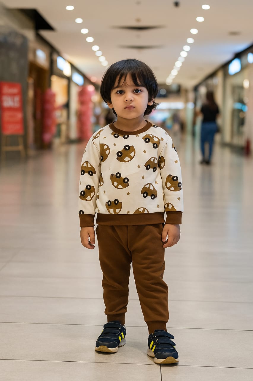 Fashion Car Printed Kids Winter Suit