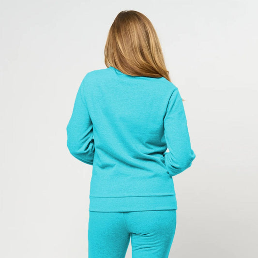 Polo Asn Women Crew Neck Tarquish Blue  Shirt for Winter