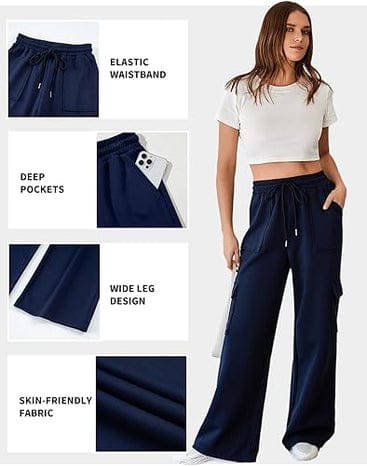 Women's Cargo High Waisted Wide Leg Athletic Trouser