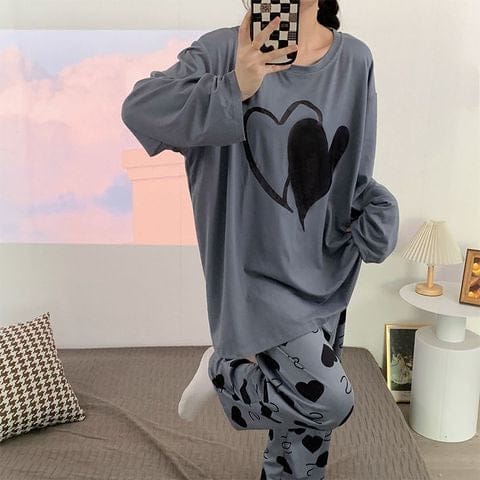 Double Heart printed Night Suit