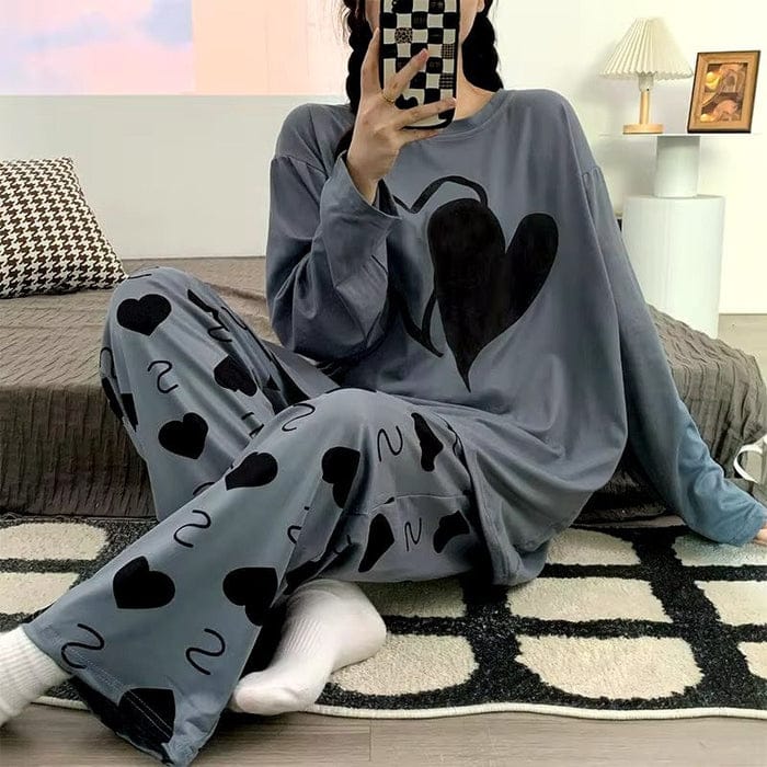 Double Heart printed Night Suit