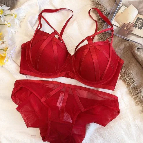 Premium Lacy Sass Bra Set  Red