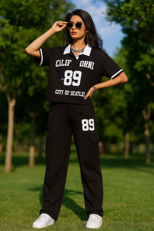 Girls Mart California 89 Two-Piece Casual Set – Black