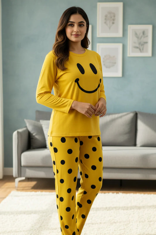 Yellow Smiley PJs Set