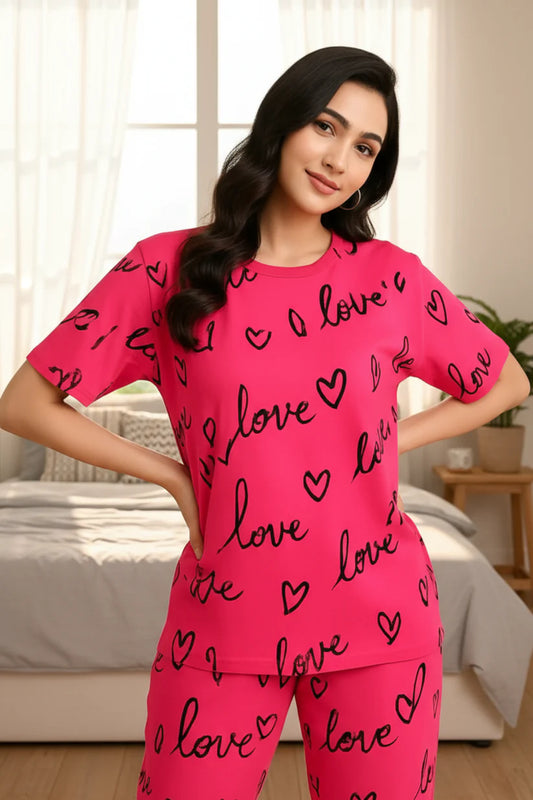 Atishi Pink Love Heart PJs Set