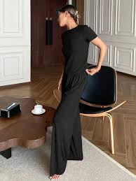 Black Plain Style Night Suit