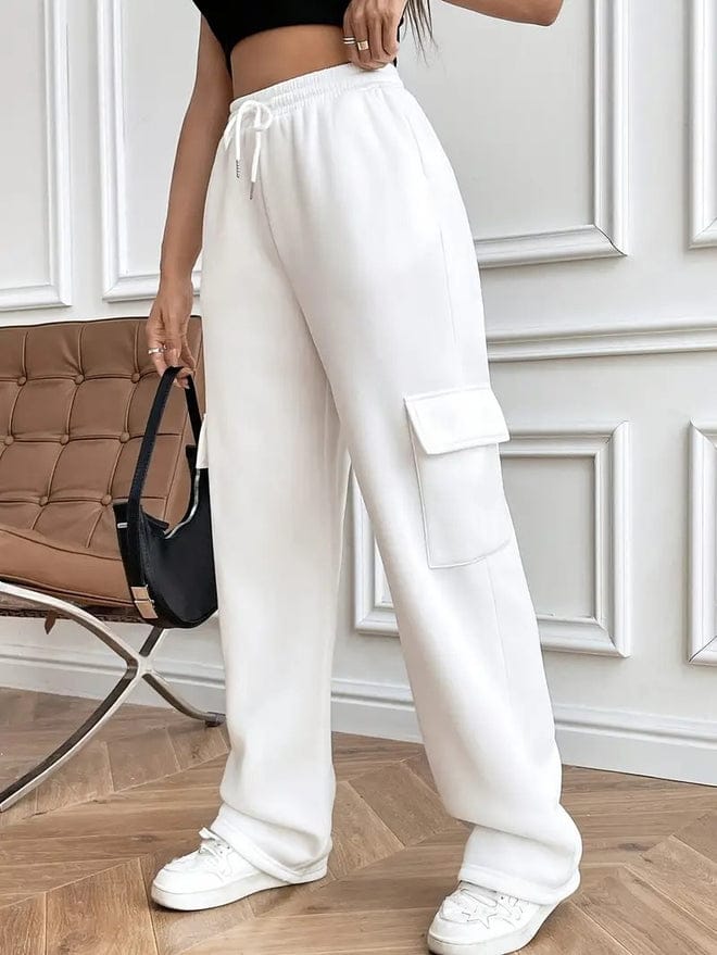 HIGH WAISTED WIDELEG CARGO TROUSER FOR WOMEN – WHITE