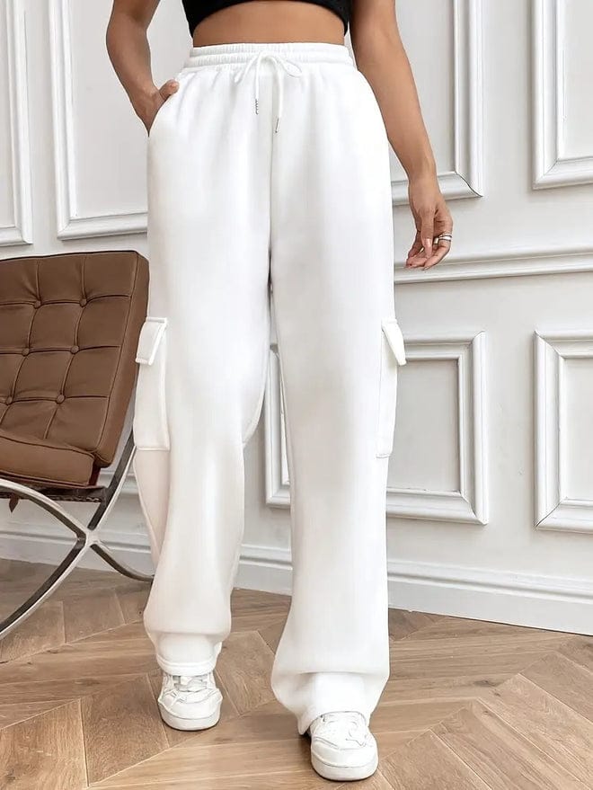 HIGH WAISTED WIDELEG CARGO TROUSER FOR WOMEN – WHITE