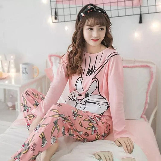 Women 2 Pes Printed Pajama Night Suit