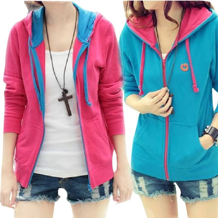 Pack Of 2 Korean Stylish Zipper Hoodie