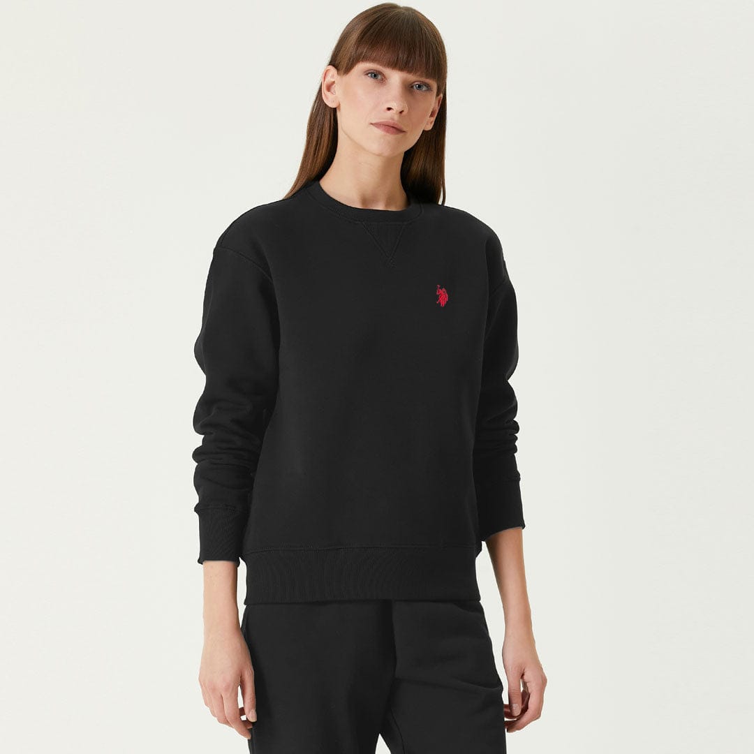 Polo Asn Women Crew Neck Black  Shirt for Winter