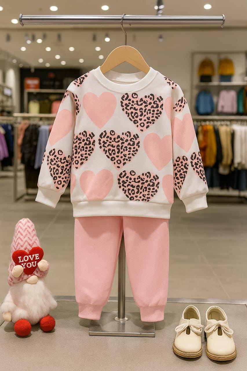 Fashion Heart Printed Kids Winter Suit