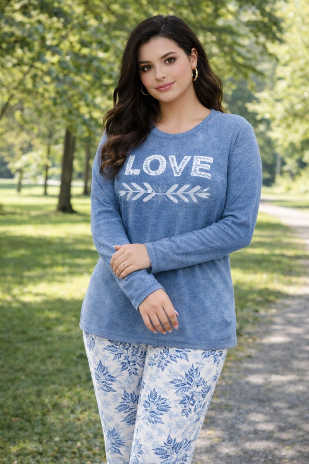 Love Print Sky Blue PJ Set