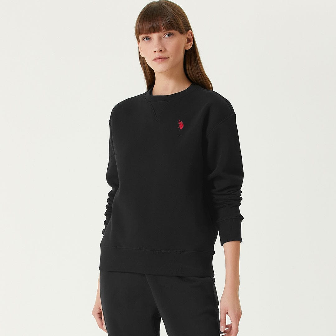 Polo Asn Women Crew Neck Black  Shirt for Winter