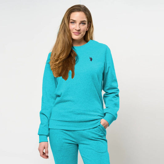 Polo Asn Women Crew Neck Tarquish Blue  Shirt for Winter