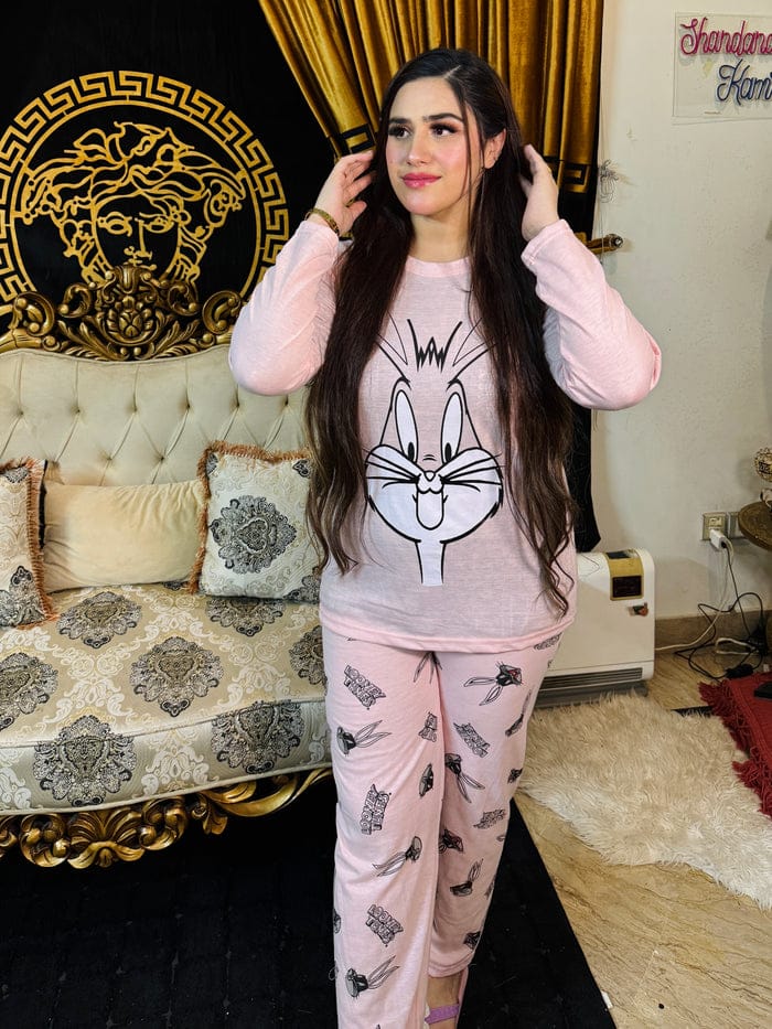 Women 2 Pes Printed Pajama Night Suit