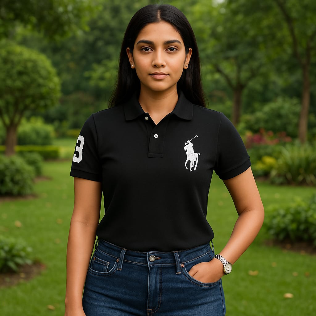 Women's Premium Cotton Polo Shirt | High-Density Embroidered Logo | Durable & Comfortable Fit | Stylish Black Polo for Women – Ideal for Casual & Business Wear