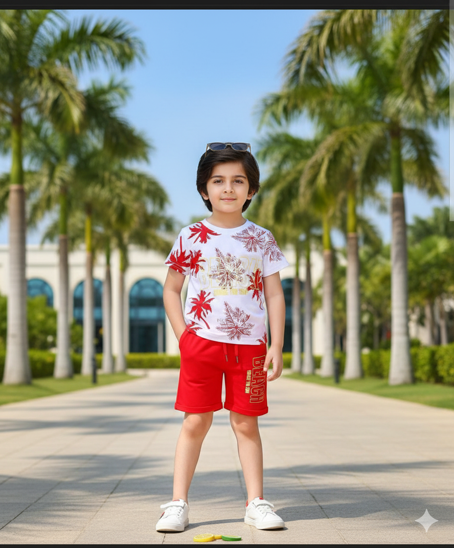 Kids Summer Print T-Shirt & Shorts Set