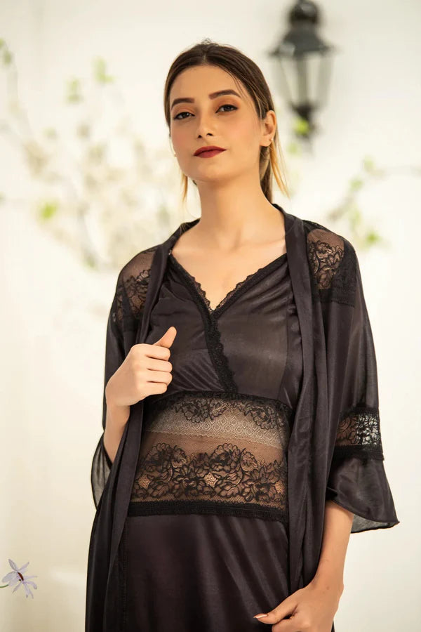 Honeymoon Whisper Nighty Black