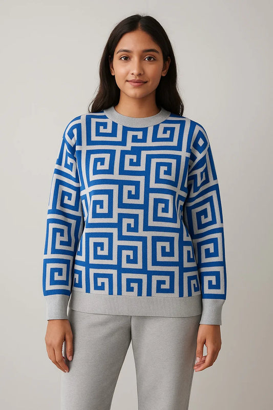 Blue Geometric Winter Track Suit