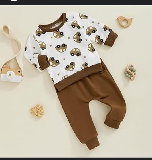 Fashion Car Printed Kids Winter Suit