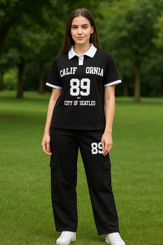 Girls Mart California 89 Two-Piece Casual Set – Black