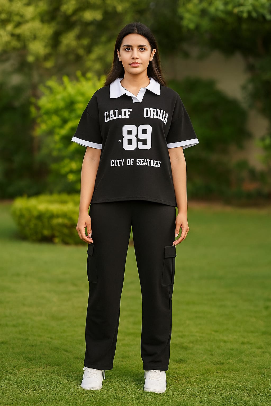 Girls Mart California 89 Two-Piece Casual Set – Black