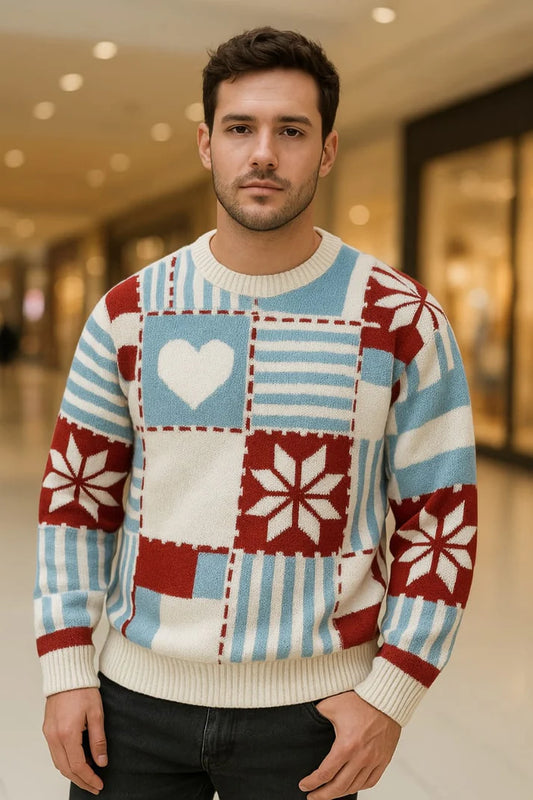 Cozy Patchwork Knit Sweater For Men