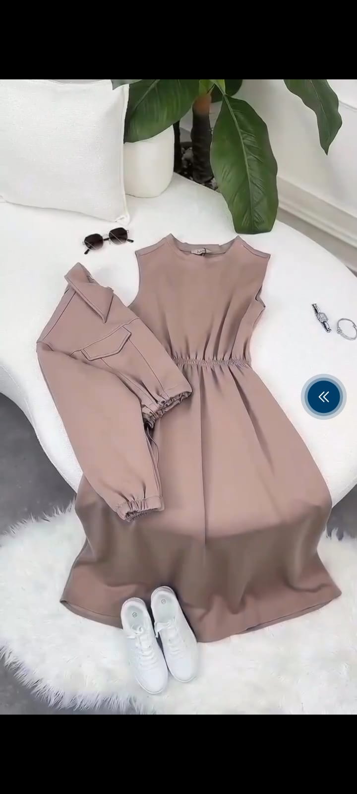 2-Piece Zipper Jacket & Long Frock Set