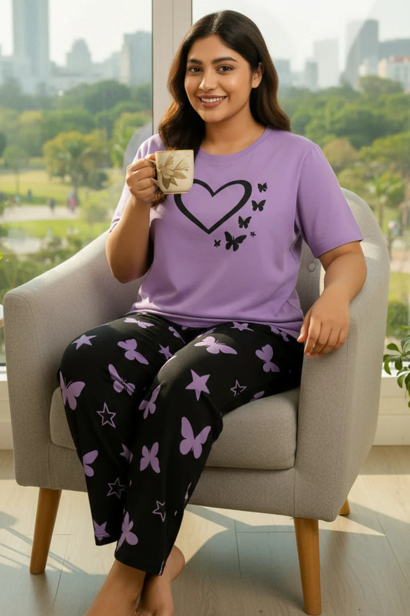 Purple Heart & Butterfly PJs SET