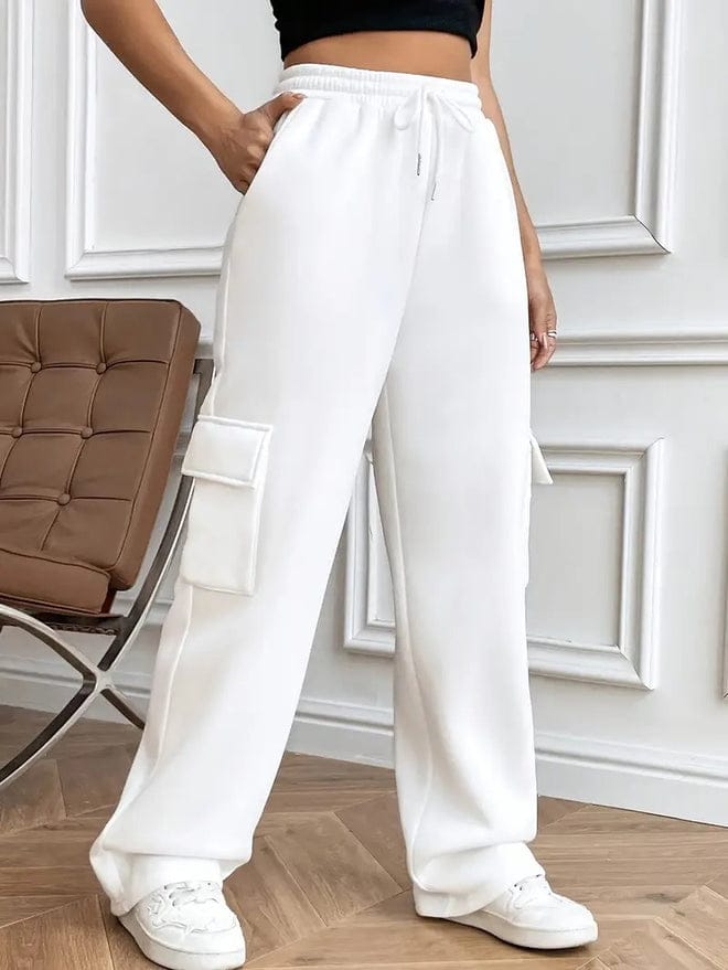 HIGH WAISTED WIDELEG CARGO TROUSER FOR WOMEN – WHITE