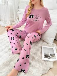 Pink let Me Sleep Printed Night Suit