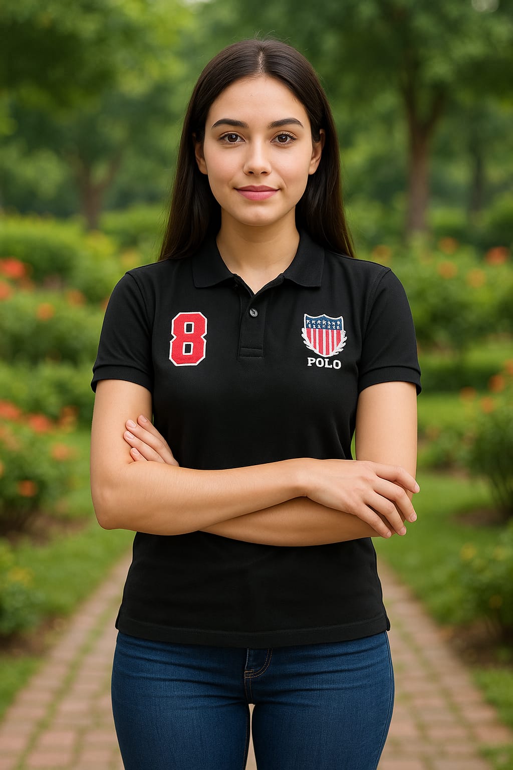 Women's Premium Cotton Polo Shirt | High-Density Embroidered Logo | Durable & Comfortable Fit | Stylish Black Polo for Women – Ideal for Casual & Business Wear