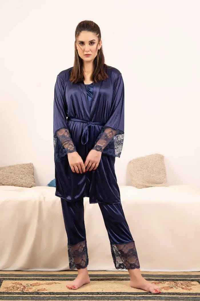 5-Piece Silk Nightwear Set for Women – ... Blue