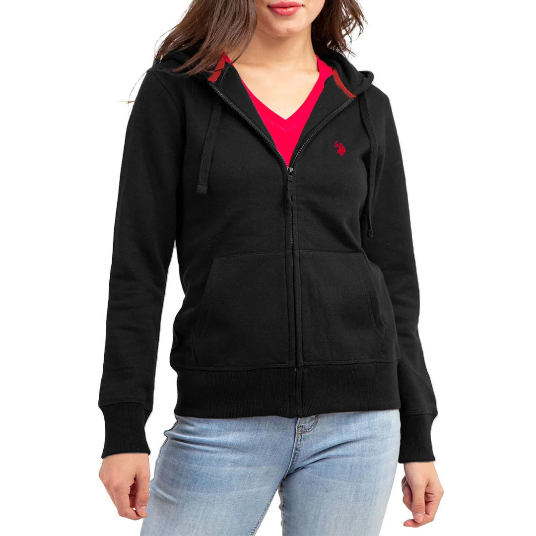 US polo asn zipper Red hoodies for women