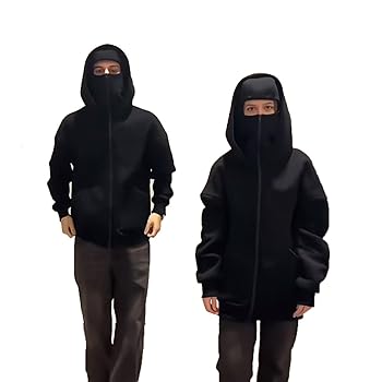 Couple Full Zipper Ninja Hoodie – Streetwear Masked Pullover